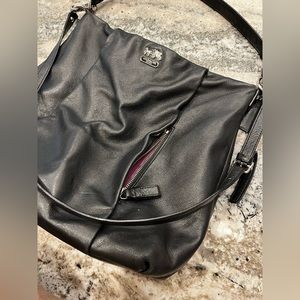 Black leather coach hobo purse